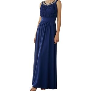 HAANI Maxi Dress Royal Blue Size Medium Sleeveless Petite Grecian